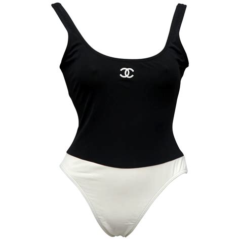 black and white chanel swimsuit|chanel bathing suit one piece.